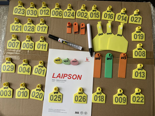 Laipson Electronic Uhf Ear Tag , Cattle Identification Tags Yellow Color 50mm*32mm