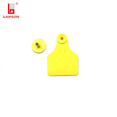 TPU Tamperproof Sheep Cow Cattle Ear Tags With Laser Printing In Yellow