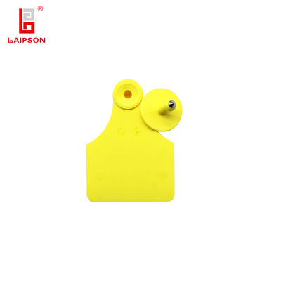 TPU Tamperproof Sheep Cow Cattle Ear Tags With Laser Printing In Yellow